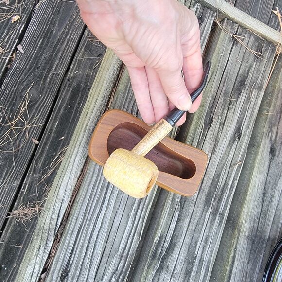 Missouri Meerschaum ORIGINAL Pipe Corn Cob Bamboo Shank Curved Stem EXCELLENT! - Picture 9 of 11